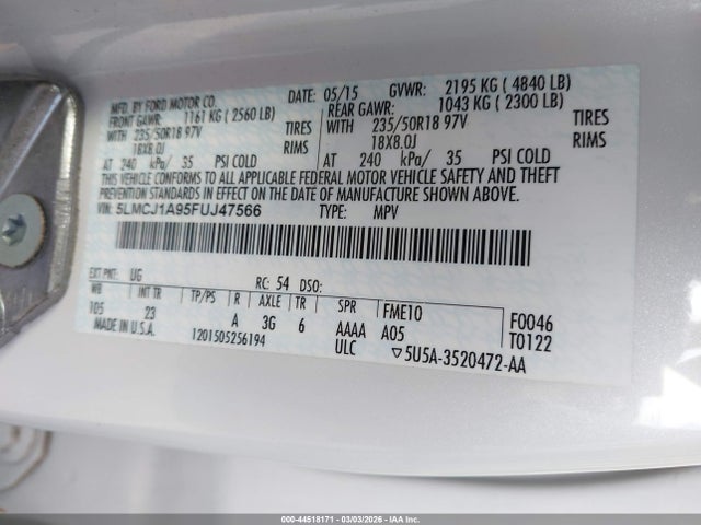 5LMCJ1A95FUJ47566 Lincoln MKC