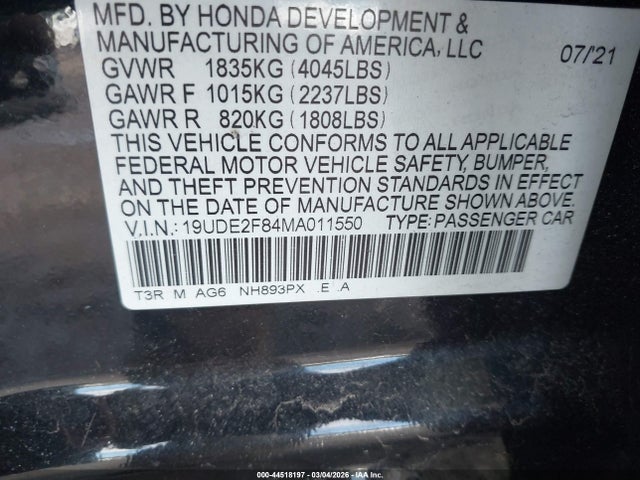 Продаж на аукціоні авто 2021 Acura Ilx Premium   A-spec Packages/technology   A-spec Packages, vin: 19UDE2F84MA011550, номер лоту: 44518197