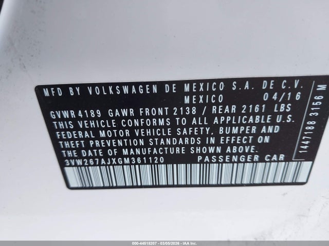 3VW267AJXGM361120 Volkswagen Jetta 1.4t S