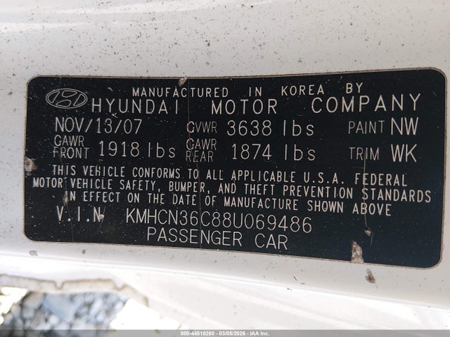 2008 HYUNDAI ACCENT KMHCN36C88U069486 Photo 8