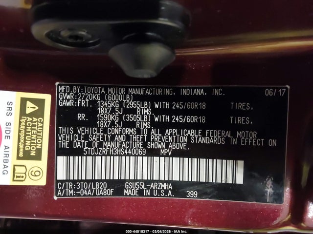 2017 TOYOTA HIGHLANDER 5TDJZRFH3HS440069 Photo 8