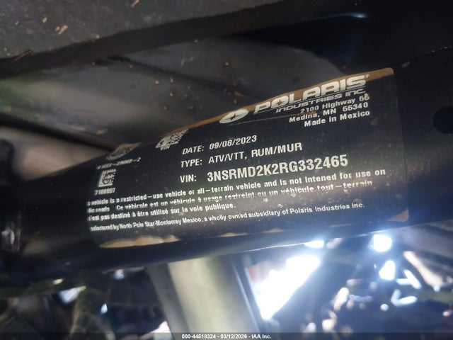 Aukcja sprzedaży 2024 Polaris Rzr Pro R 4 Ultimate, vin: 3NSRMD2K2RG332465, numer aukcji: 44518324