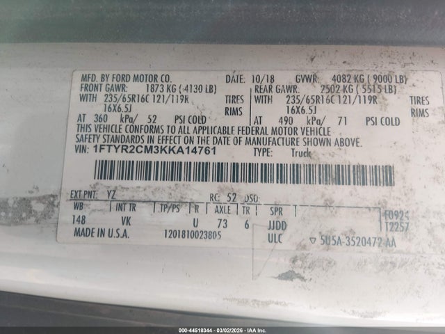 2019 FORD TRANSIT-250 1FTYR2CM3KKA14761 Photo 8
