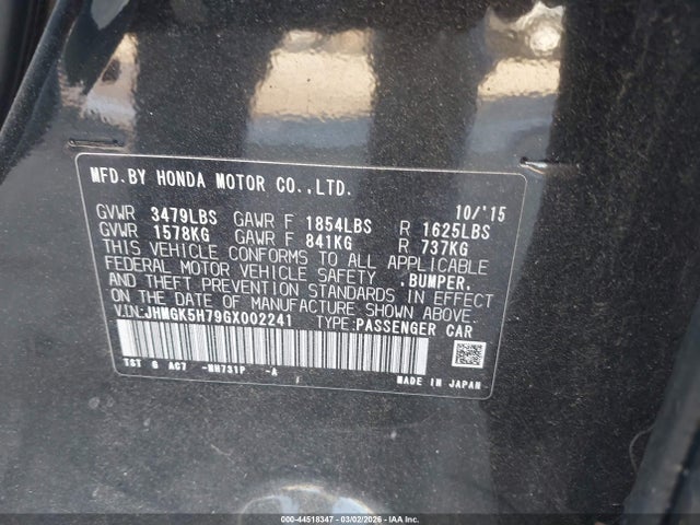 JHMGK5H79GX002241 Honda FIT EX