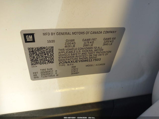 Chevrolet Equinox Awd Lt 2021 2GNAXUEV6M6117503 Image 9