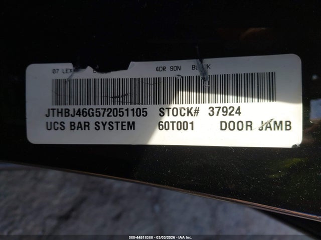 2007 LEXUS ES 350 JTHBJ46G572051105 Photo 8