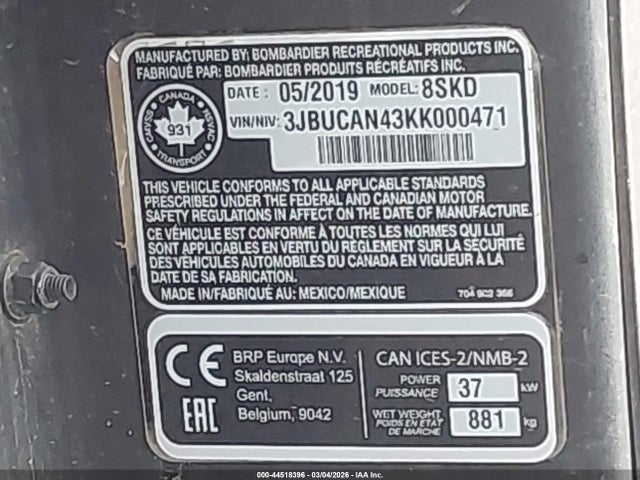 Can-Am Defender Max Xt Hd8 2019 3JBUCAN43KK000471 Image 10