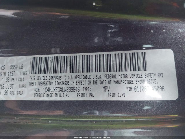 2020 JEEP WRANGLER UNLIMITED 1C4HJXEGXLW239846 Photo 8