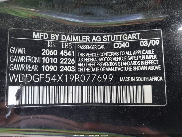 Aukcja sprzedaży 2009 Mercedes-benz C 300 Luxury/sport, vin: WDDGF54X19R077699, numer aukcji: 44518427