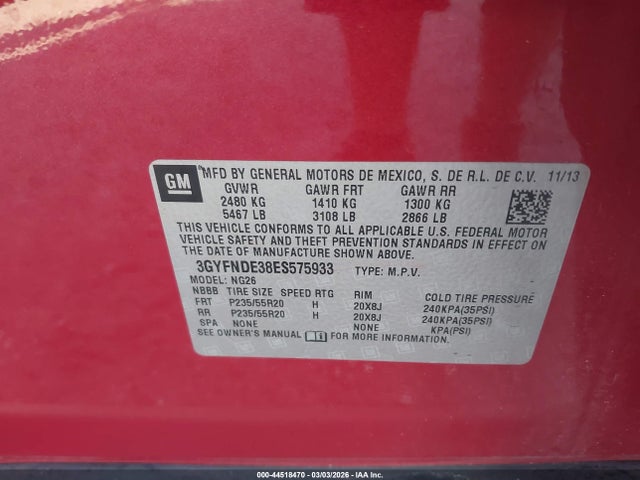 2014 CADILLAC SRX 3GYFNDE38ES575933 Photo 8