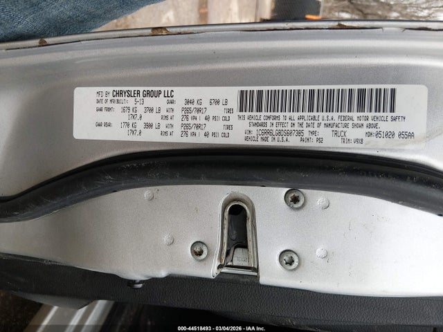 44518493 :رقم المزاد ، 1C6RR6LG8DS607385 vin ، 2013 Ram 1500 Slt مزاد بيع