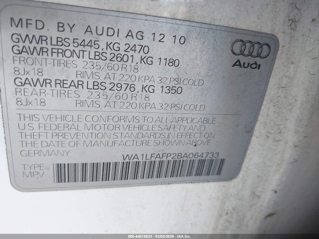 2011 AUDI Q5 WA1LFAFP2BA064733 Photo 8