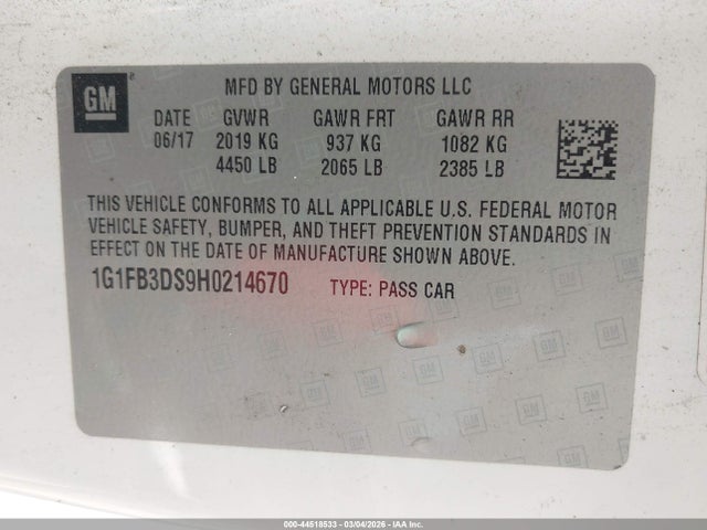 Продаж на аукціоні авто 2017 Chevrolet Camaro 1lt, vin: 1G1FB3DS9H0214670, номер лоту: 44518533