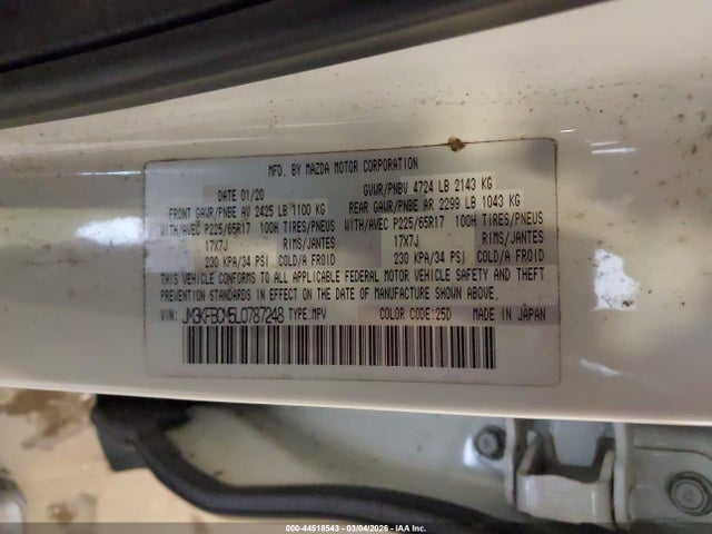 Продаж на аукціоні авто 2020 Mazda Cx-5 Touring, vin: JM3KFBCM5L0787248, номер лоту: 44518543