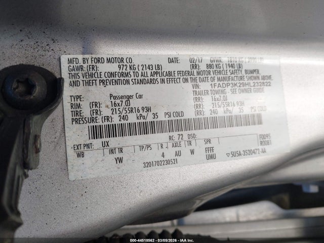 1FADP3K29HL232822 Ford FOCUS SE