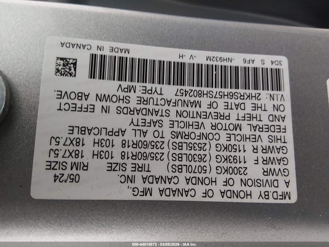 2HKRS6H57SH802457 Honda Cr-v Hybrid Sport