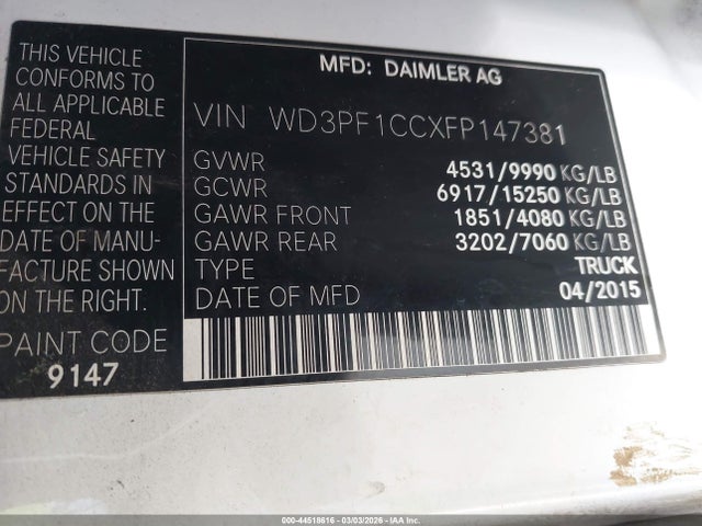 WD3PF1CCXFP147381 Mercedes-Benz Sprinter 3500 High Roof