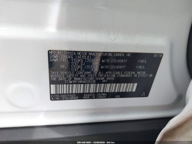 2T3W1RFV8KW028318 Toyota Rav4 Xle