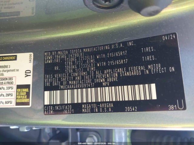 2024 TOYOTA COROLLA CROSS 7MUCAAAG8RV091417 Photo 8