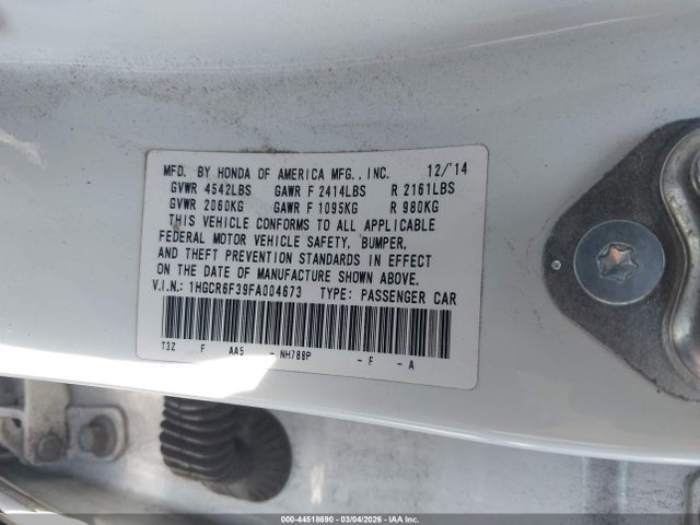 1HGCR6F39FA004673 Honda ACCORD HYBRID
