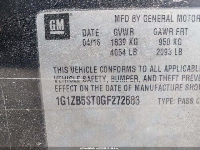 1G1ZB5ST0GF272683 Chevrolet MALIBU LS