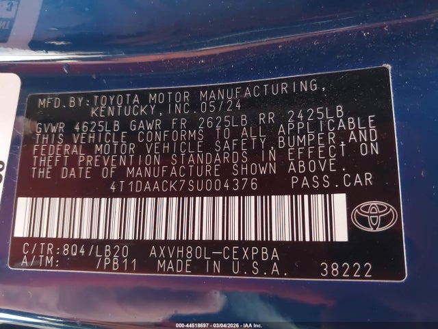 4T1DAACK7SU004376 Toyota CAMRY XSE