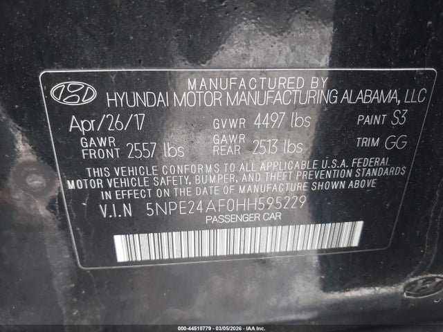Hyundai SONATA SE 2017 5NPE24AF0HH595229 Image 9