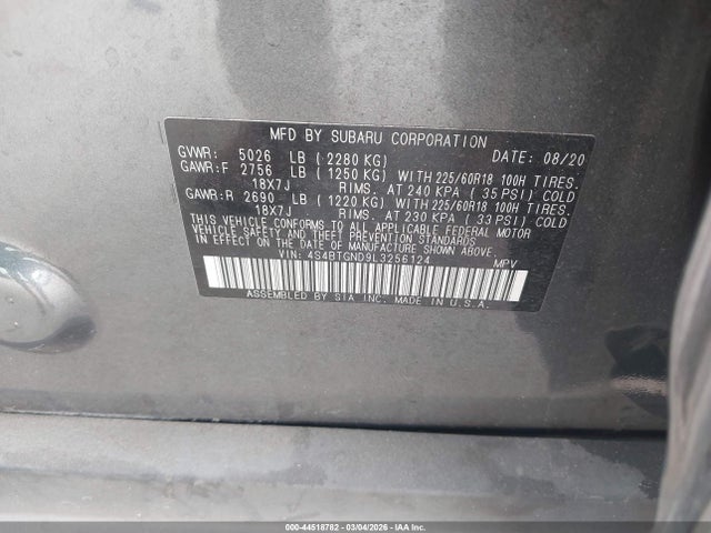 4S4BTGND9L3256124 Subaru Outback Limited Xt