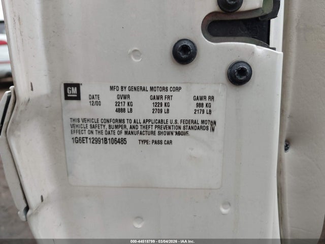 2001 CADILLAC ELDORADO 1G6ET12991B106485 Photo 8