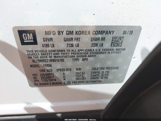 KL79MMS21MB016782 Chevrolet Trailblazer Fwd Ls