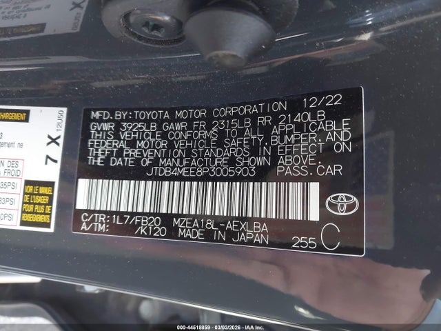 Toyota COROLLA LE 2023 JTDB4MEE8P3005903 Image 9