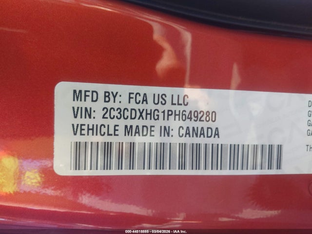 2C3CDXHG1PH649280 Dodge CHARGER GT