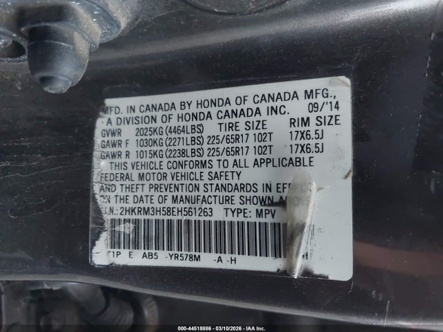 Honda CR-V EX 2014 2HKRM3H58EH561263 Image 9