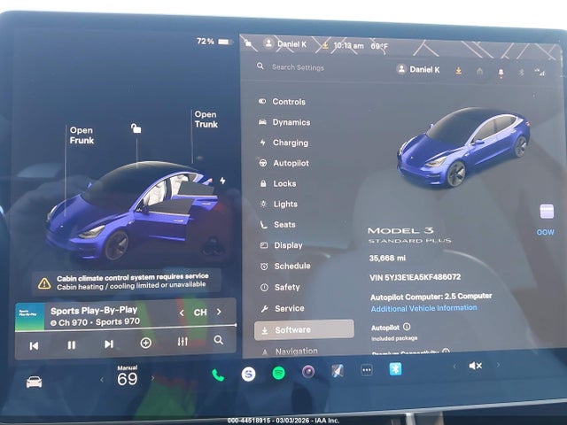 5YJ3E1EA5KF486072 Tesla Model 3 Long Range/mid Range/standard Range/standard Range Plus