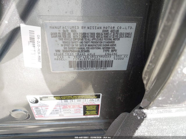 3N8AP6BA4SL323485 Nissan Kicks S Fwd