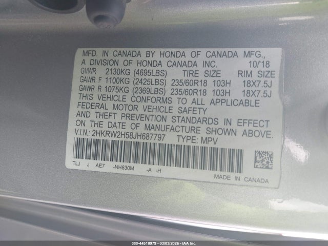 Honda CR-V EX 2018 2HKRW2H58JH687797 Image 9