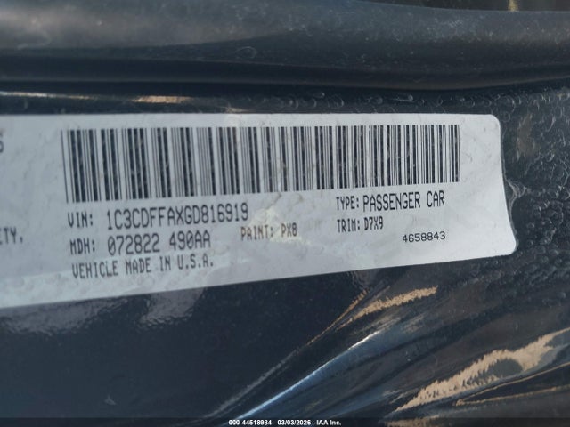 Dodge Dart Sxt Sport Blacktop 2016 1C3CDFFAXGD816919 Image 9