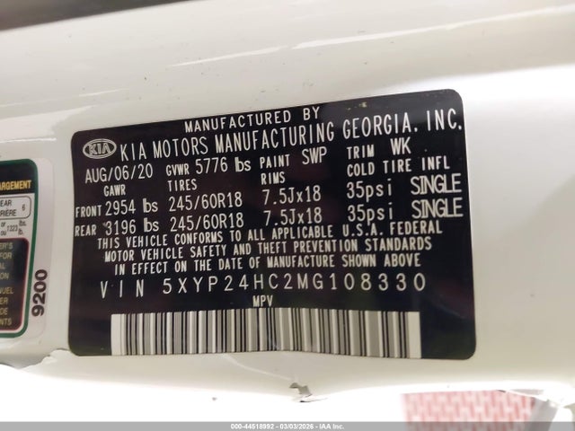 Продажа на аукционе авто 2021 Kia Telluride Lx, vin: 5XYP24HC2MG108330, номер лота: 44518992