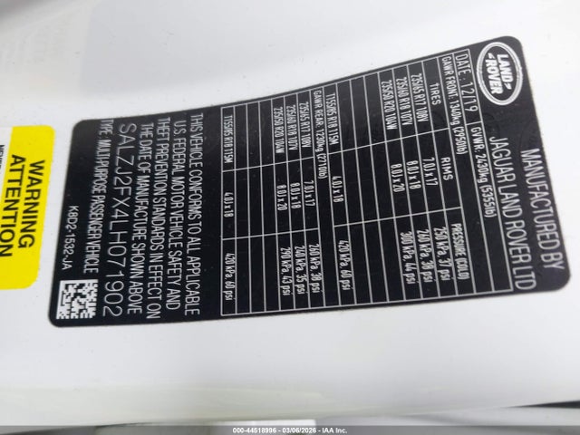 2020 LAND ROVER RANGE ROVER EVOQUE SALZJ2FX4LH071902 Photo 8