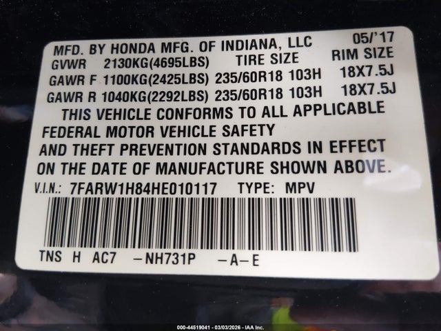 Honda CR-V 2017 7FARW1H84HE010117 Image 9