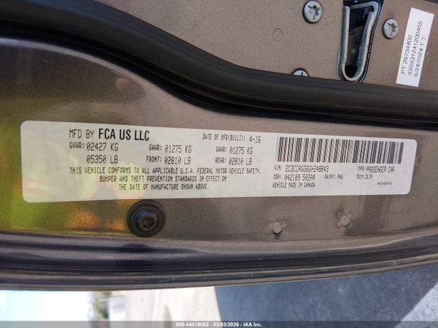 Auction sale of the 2016 Chrysler 300 300s, vin: 2C3CCAGG6GH248843, lot number: 44519053