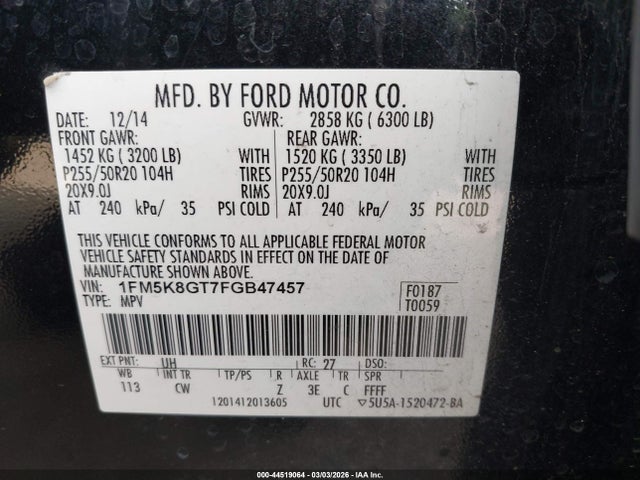 1FM5K8GT7FGB47457 Ford EXPLORER SPORT