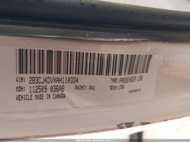 44519108 :رقم المزاد ، 2B3CJ4DVXAH110334 vin ، 2010 Dodge Challenger Se مزاد بيع