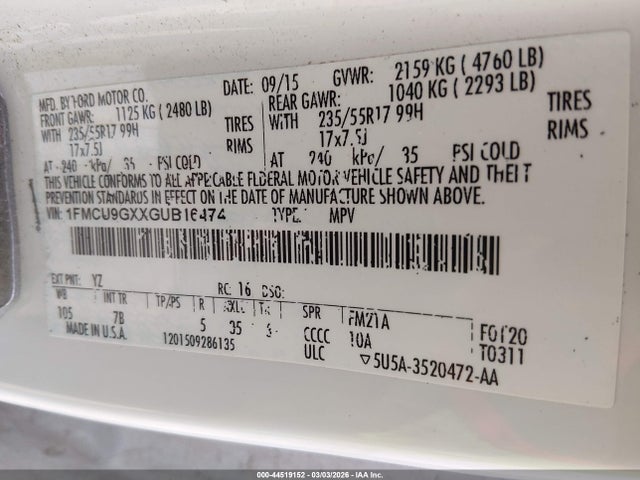 2016 FORD ESCAPE 1FMCU9GXXGUB16474 Photo 8