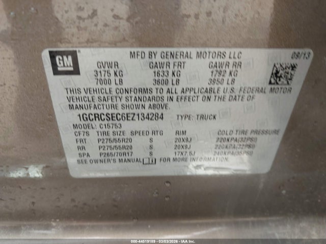 1GCRCSEC6EZ134284 Chevrolet Silverado 1500 1lz