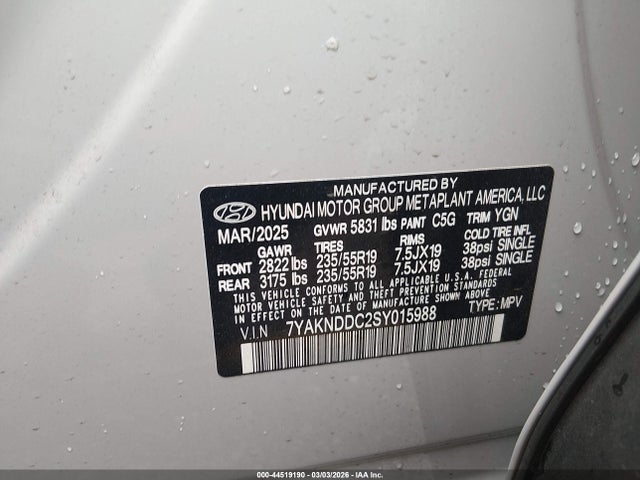 Продажа на аукционе авто 2025 Hyundai Ioniq 5 Sel, vin: 7YAKNDDC2SY015988, номер лота: 44519190