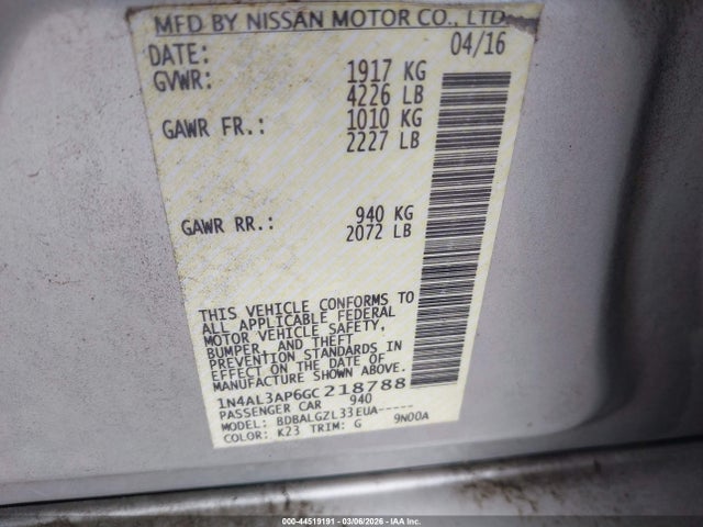 Nissan Altima 2.5 S 2016 1N4AL3AP6GC218788 Image 9