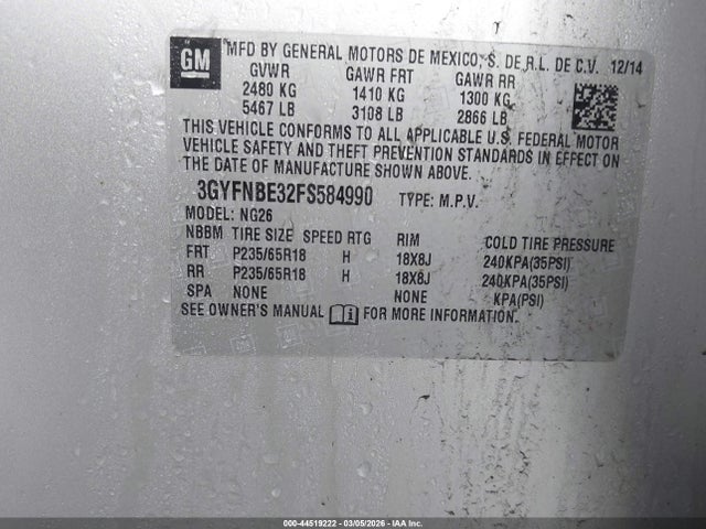 2015 CADILLAC SRX 3GYFNBE32FS584990 Photo 8