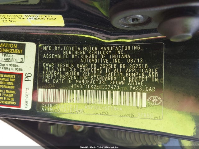 Aukcja sprzedaży 2014 Toyota Camry Le, vin: 4T4BF1FK2ER337471, numer aukcji: 44519248