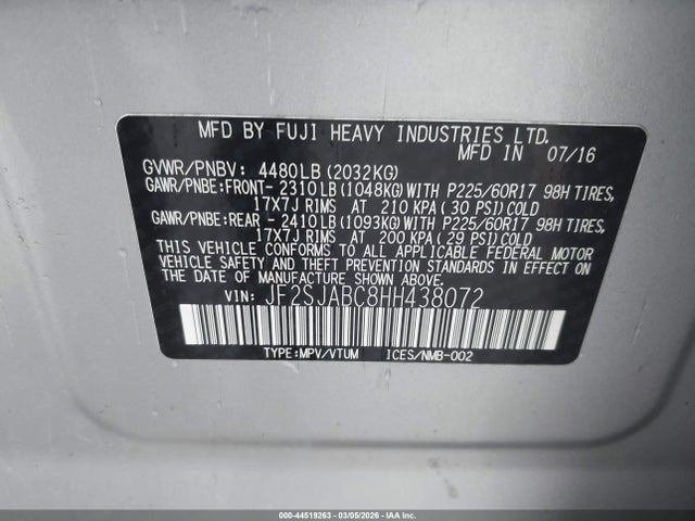 2017 SUBARU FORESTER JF2SJABC8HH438072 Photo 8